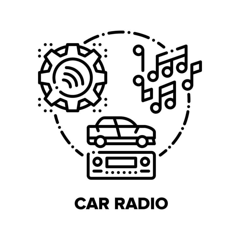 illustrazione nera del concetto di vettore del dispositivo autoradio