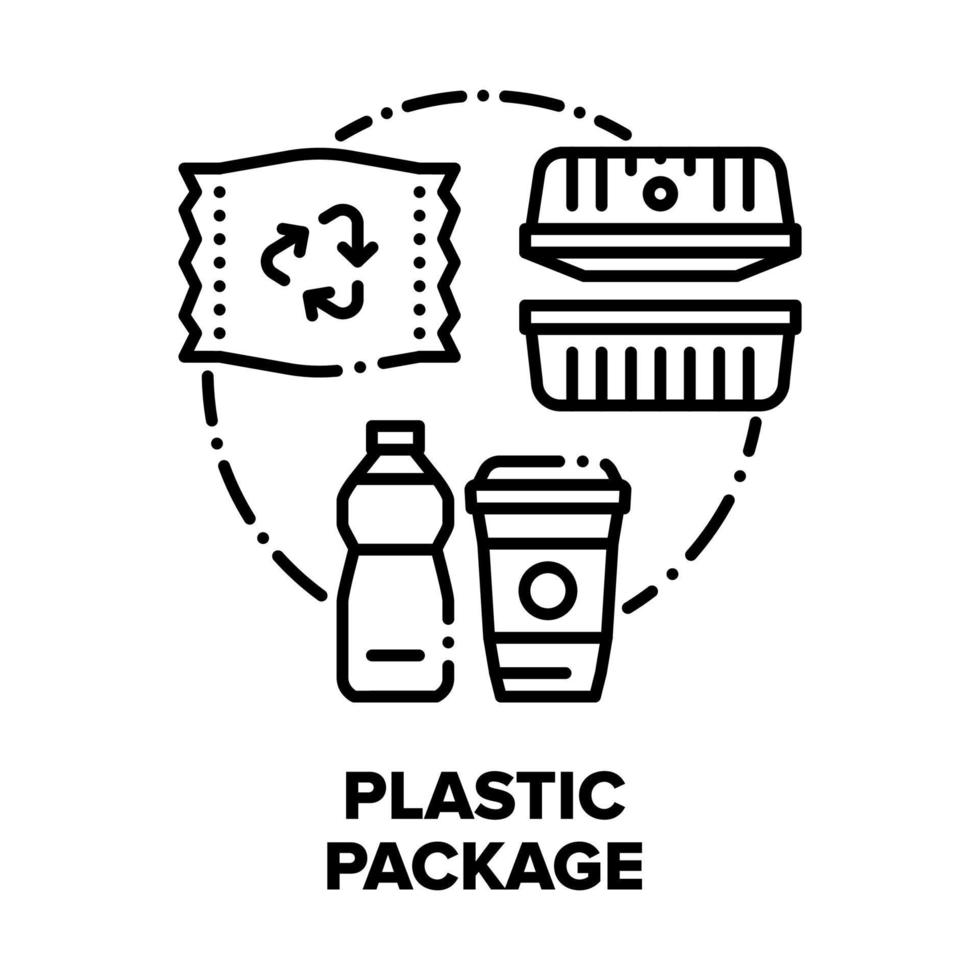 plastica pacchetto vettore concetto nero illustrazioni