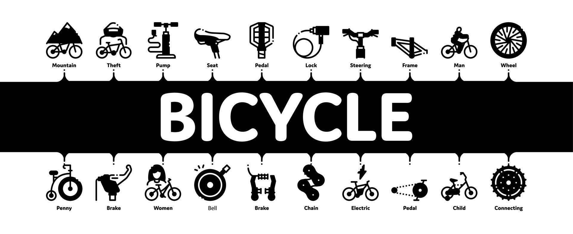 bicicletta bicicletta dettagli minimo Infografica bandiera vettore