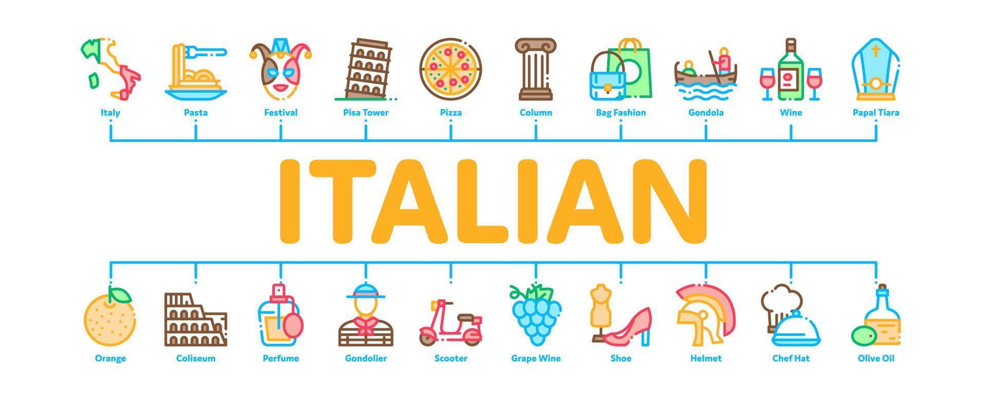 italiano tradizionale minimo Infografica bandiera vettore