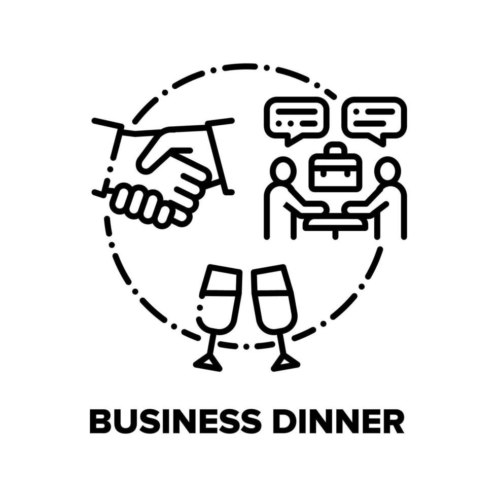 illustrazione nera del concetto di vettore della cena di lavoro