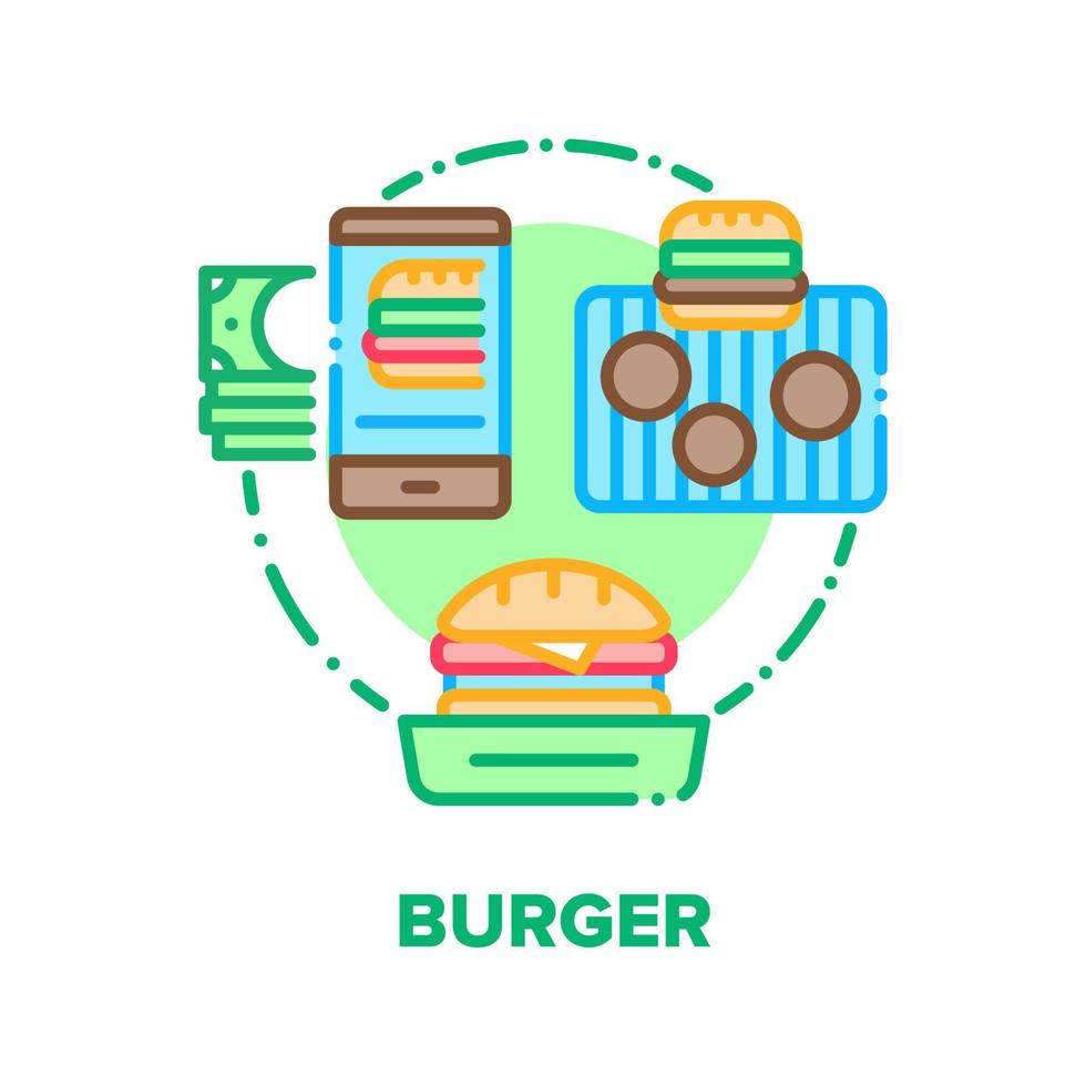 hamburger cibo vettore concetto colore illustrazione piatto