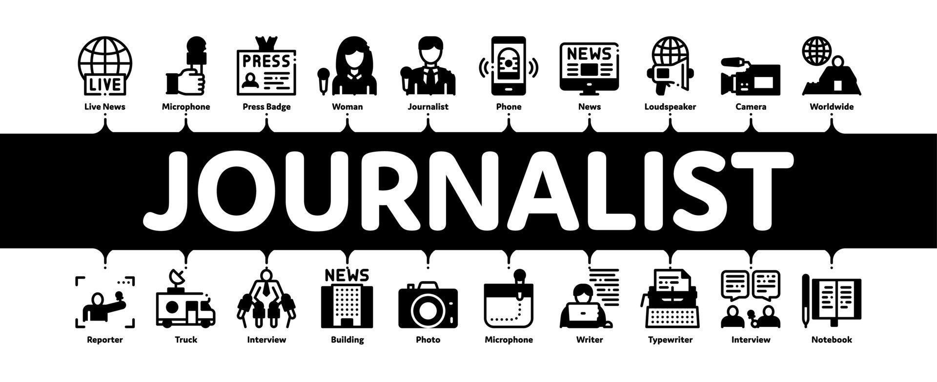 giornalista reporter minimo Infografica bandiera vettore