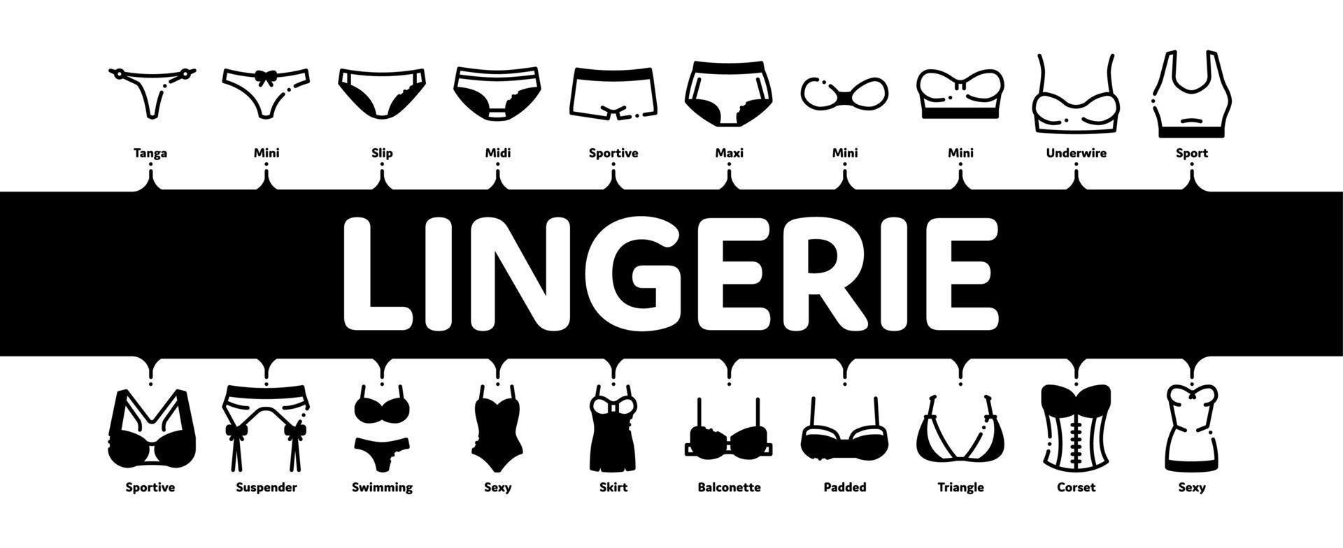 biancheria intima reggiseni mutandine minimo Infografica bandiera vettore