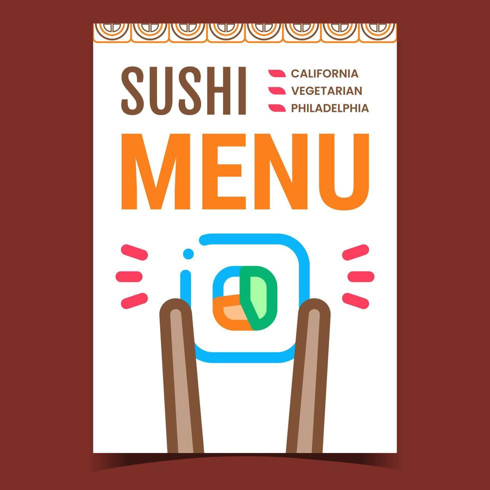 Sushi menù creativo promozionale manifesto vettore