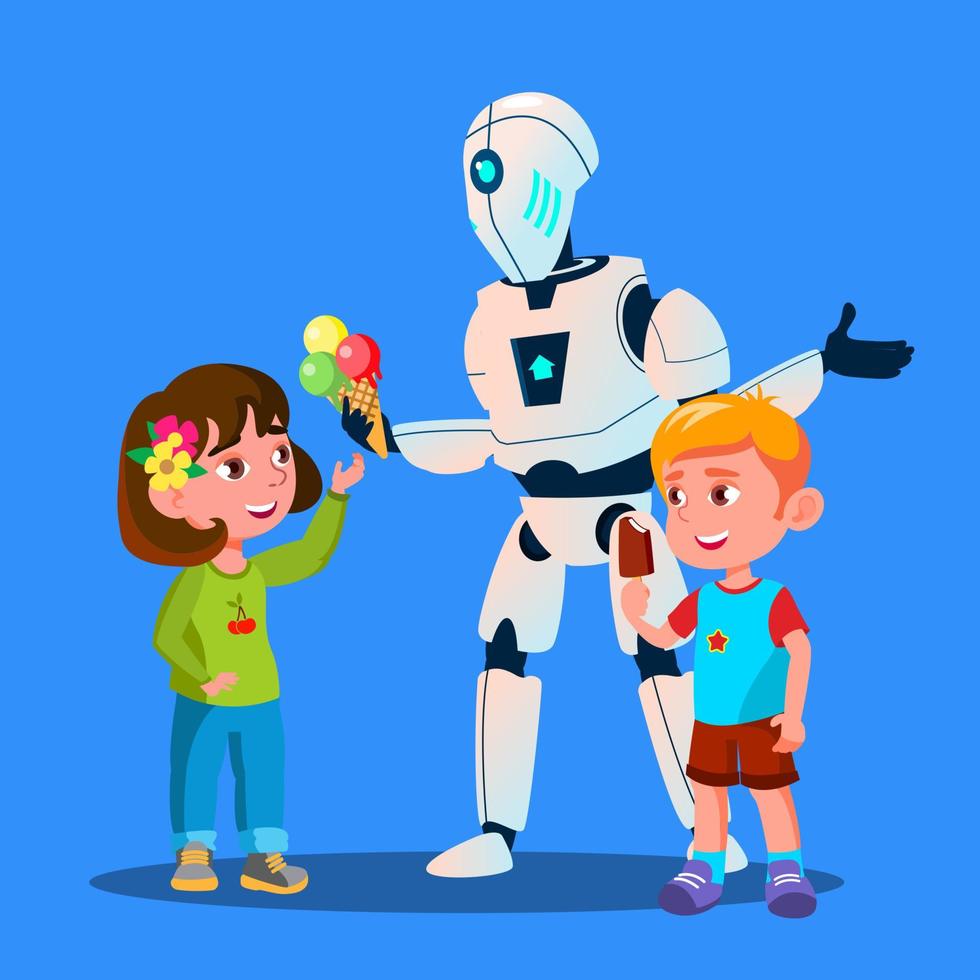 robot offerta gelato per bambini vettore. isolato illustrazione vettore