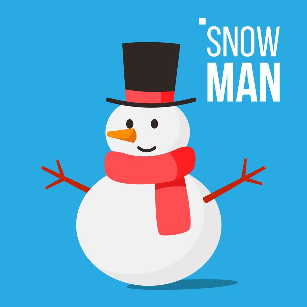 neve uomo vettore. inverno divertimento attività. classico Natale pupazzo di neve con piligrim cappello isolato piatto cartone animato illustrazione vettore
