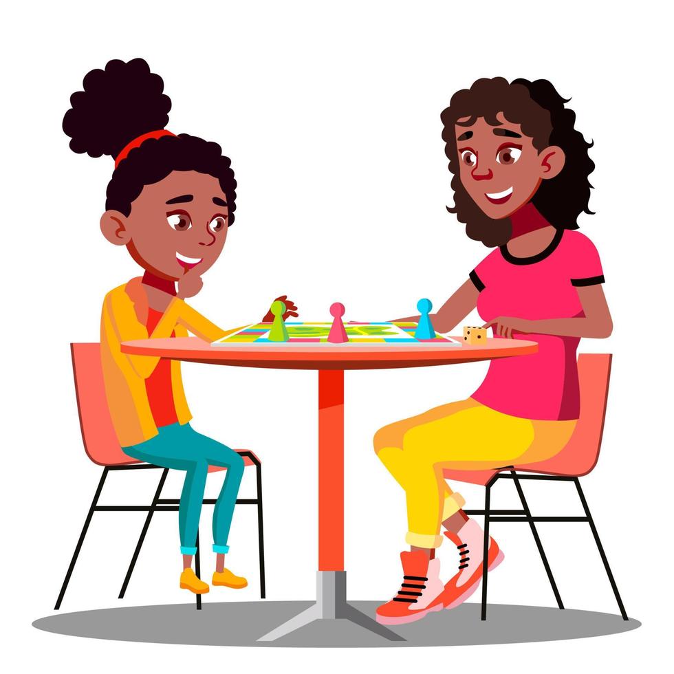 madre e figlia giocando un' tavola gioco insieme vettore. isolato illustrazione vettore