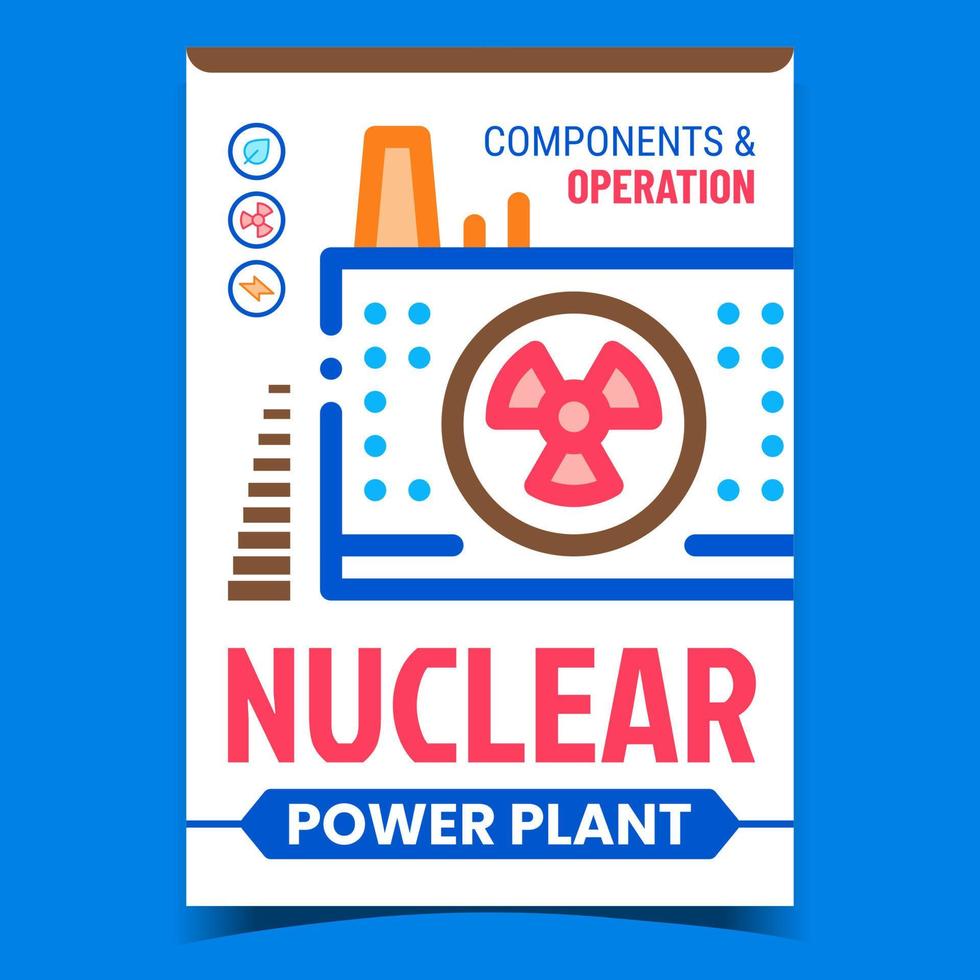 nucleare energia pianta creativo promo bandiera vettore