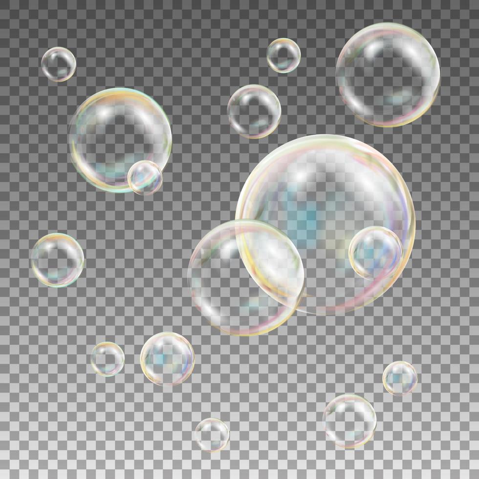 sapone bolle vettore. arcobaleno riflessione sapone bolle. acqua lavare. isolato illustrazione vettore