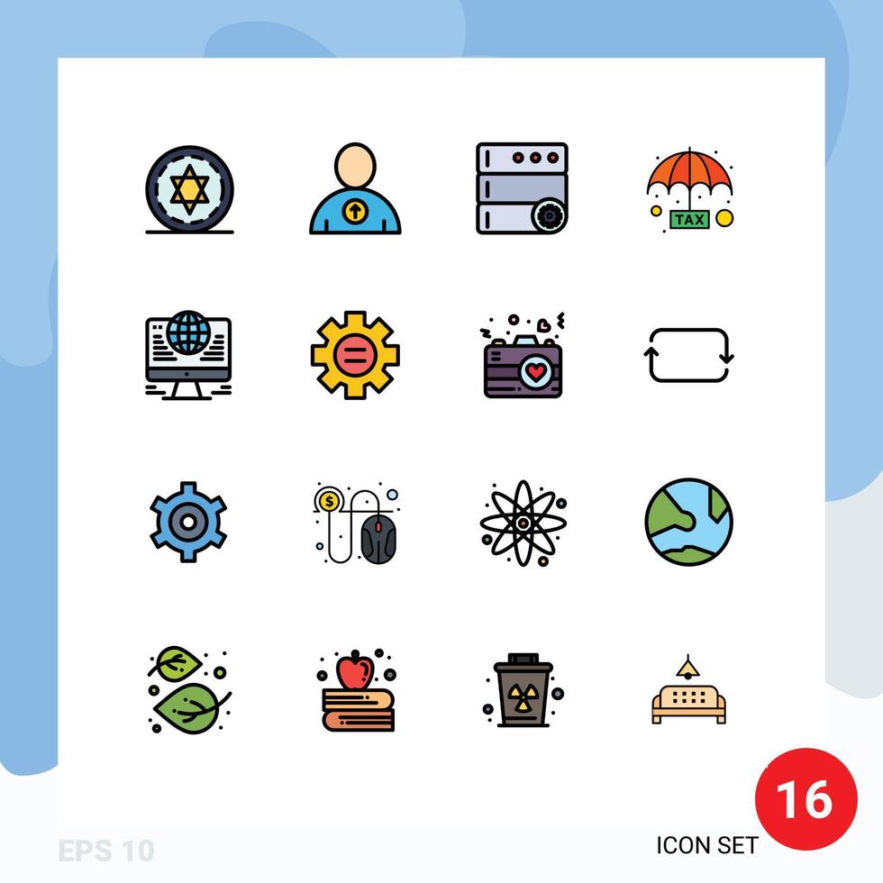 16 creativo icone moderno segni e simboli di mondo globo server connessione protezione modificabile creativo vettore design elementi