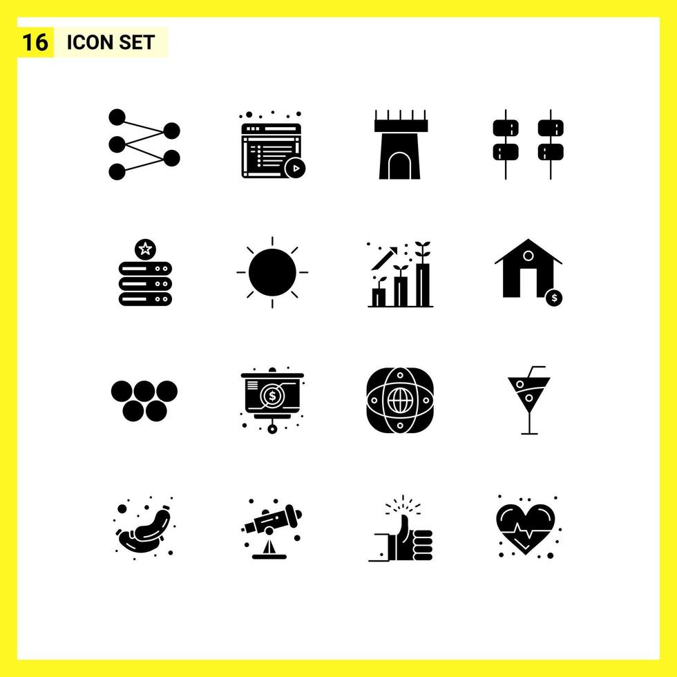 16 creativo icone moderno segni e simboli di design server castello dati Conservazione dolce modificabile vettore design elementi