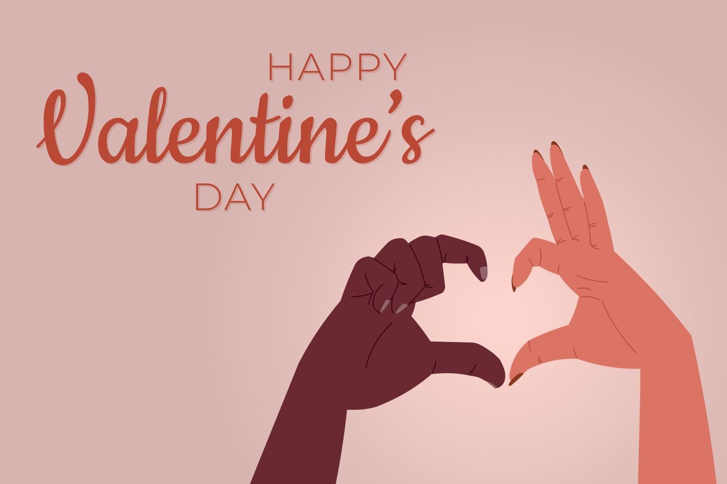 regalo carta o bandiera per san valentino giorno, mani fabbricazione un' cuore forma con dita. vettore