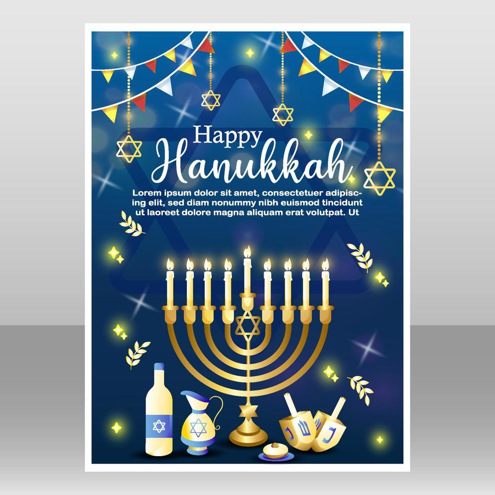 contento hanukkah manifesto modello vettore