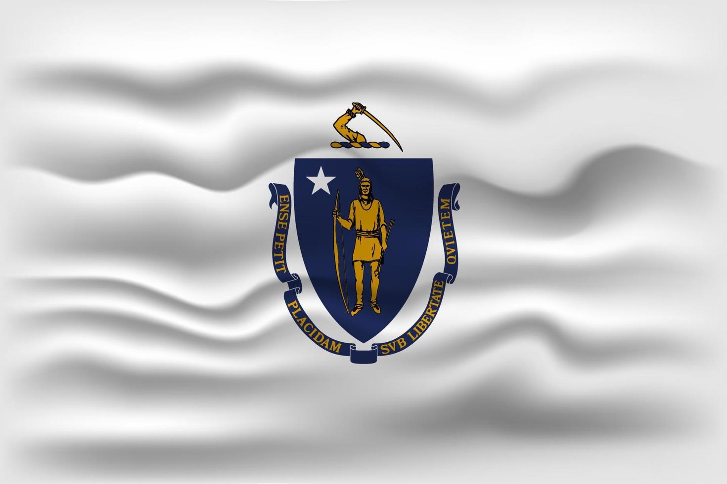 agitando bandiera di il Massachusetts stato. vettore illustrazione.