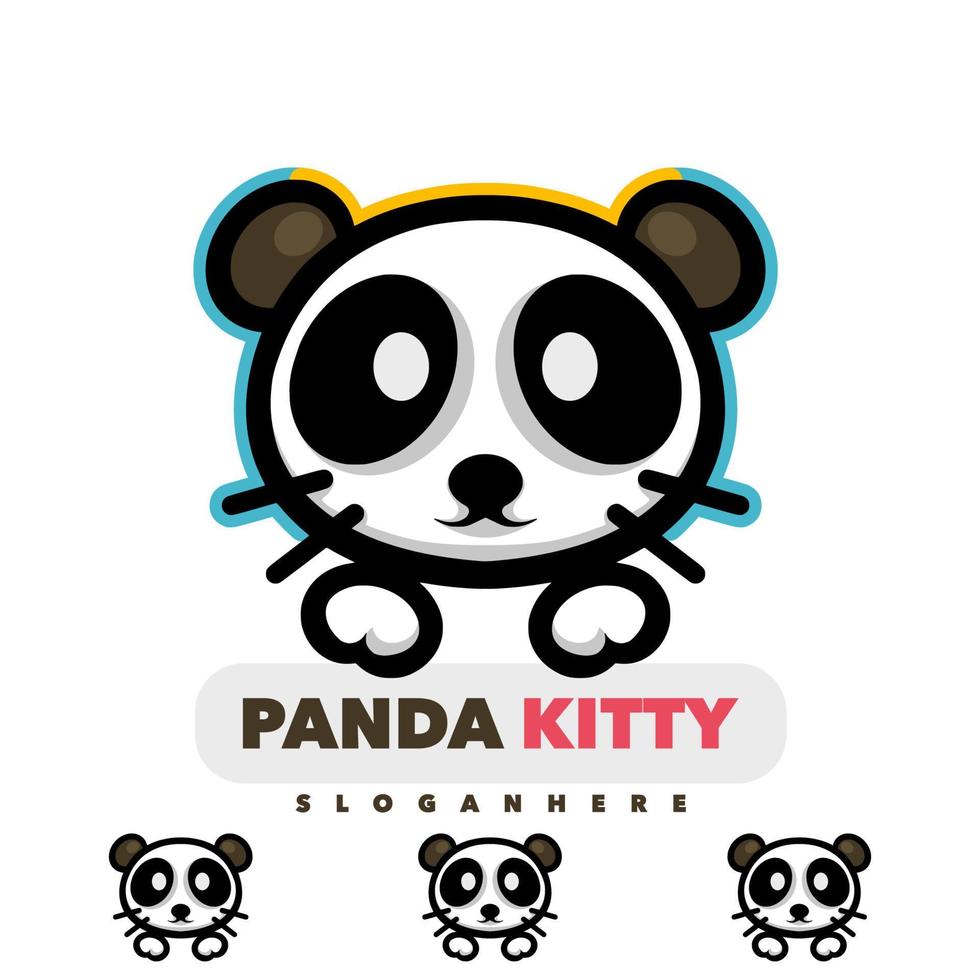 carino panda gattino logo vettore
