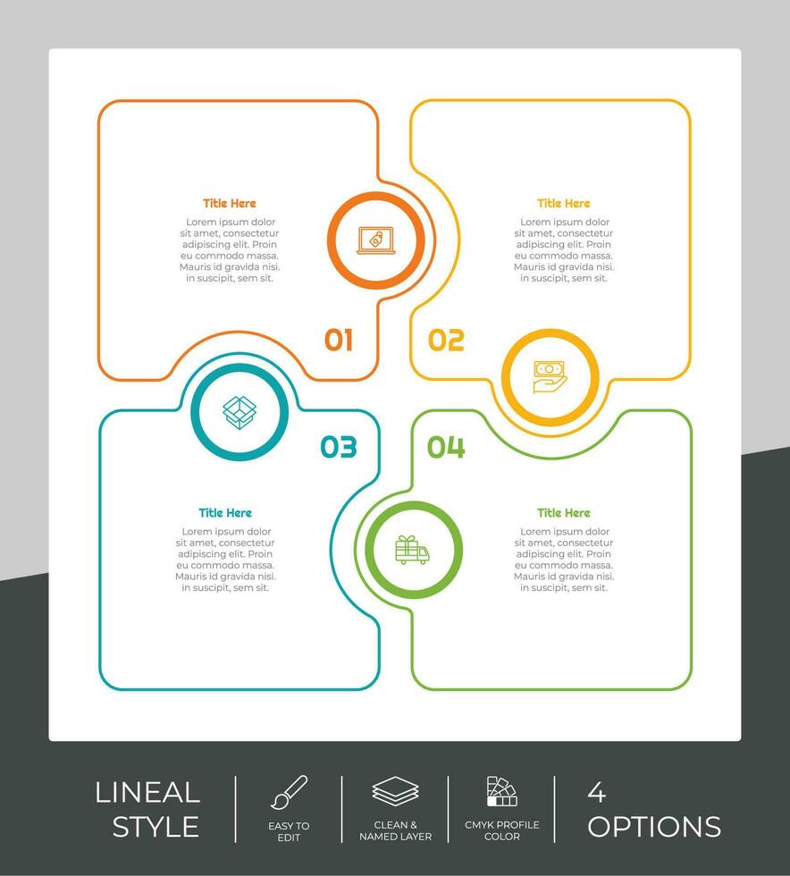 linea opzione piazza Infografica con carta effetto concetto per finanza aziendale. opzione Infografica può essere Usato per presentazione, opuscolo e marketing. vettore