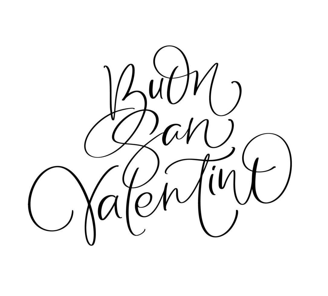 contento san valentino giorno su italiano buon san valentino. nero vettore calligrafia lettering testo con cuore. vacanza amore citazione design per San Valentino saluto carta, frase manifesto