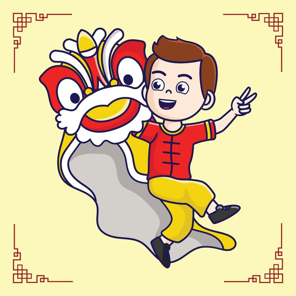 carino Cinese bambini vettore lunare nuovo anno