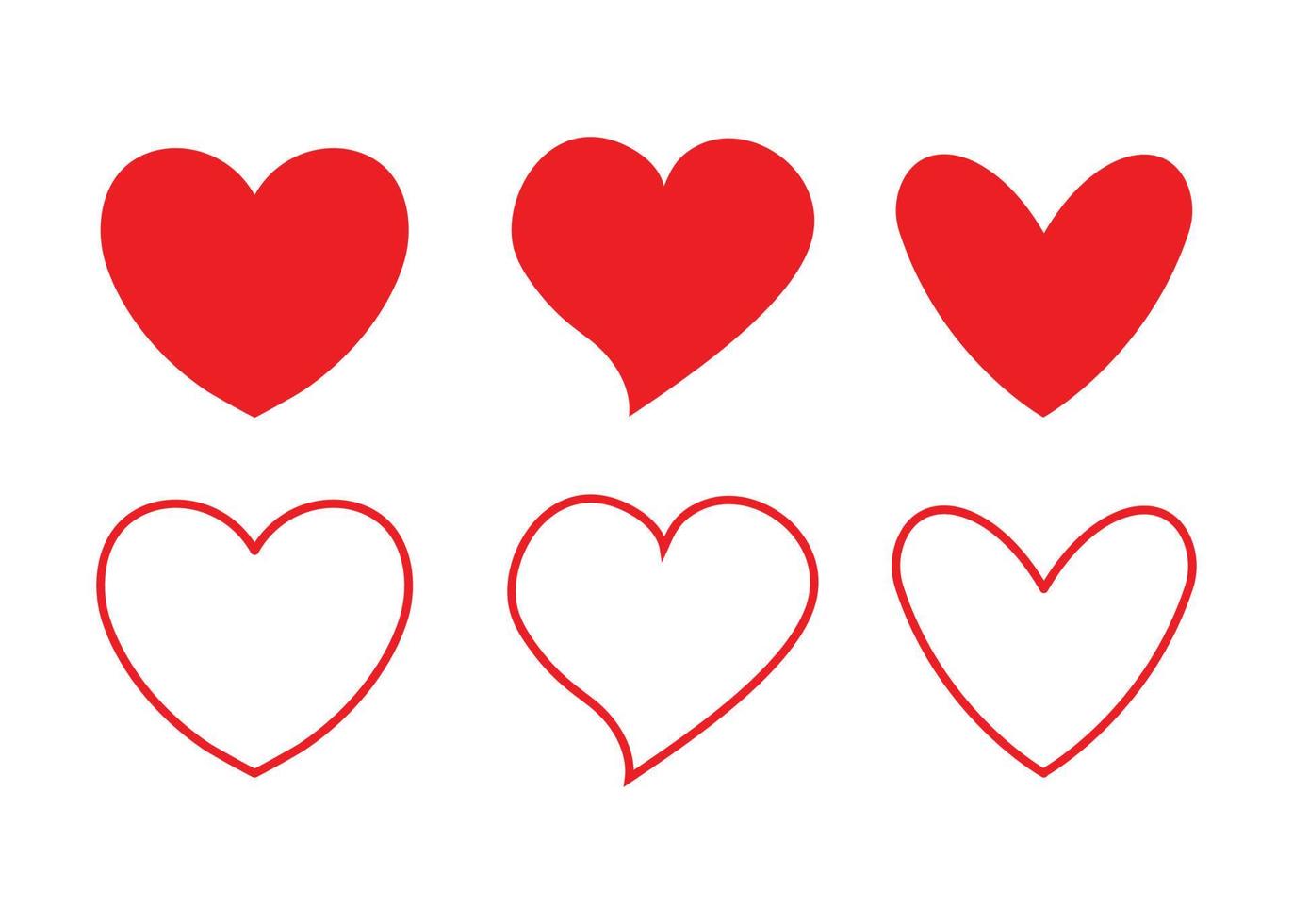 design rosso cuore forme icone impostare. semplice illustrazione vettore