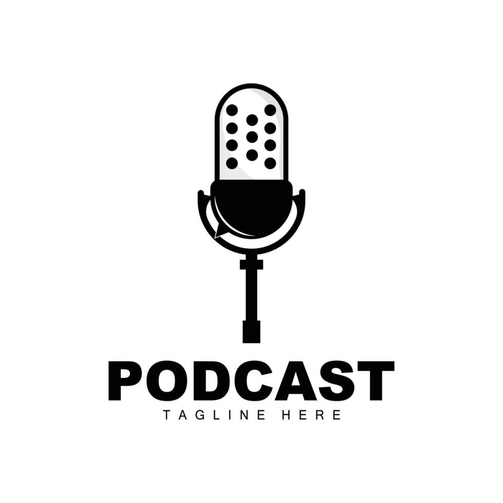 Podcast logo, vettore, cuffia e Chiacchierare, semplice Vintage ▾ microfono design vettore