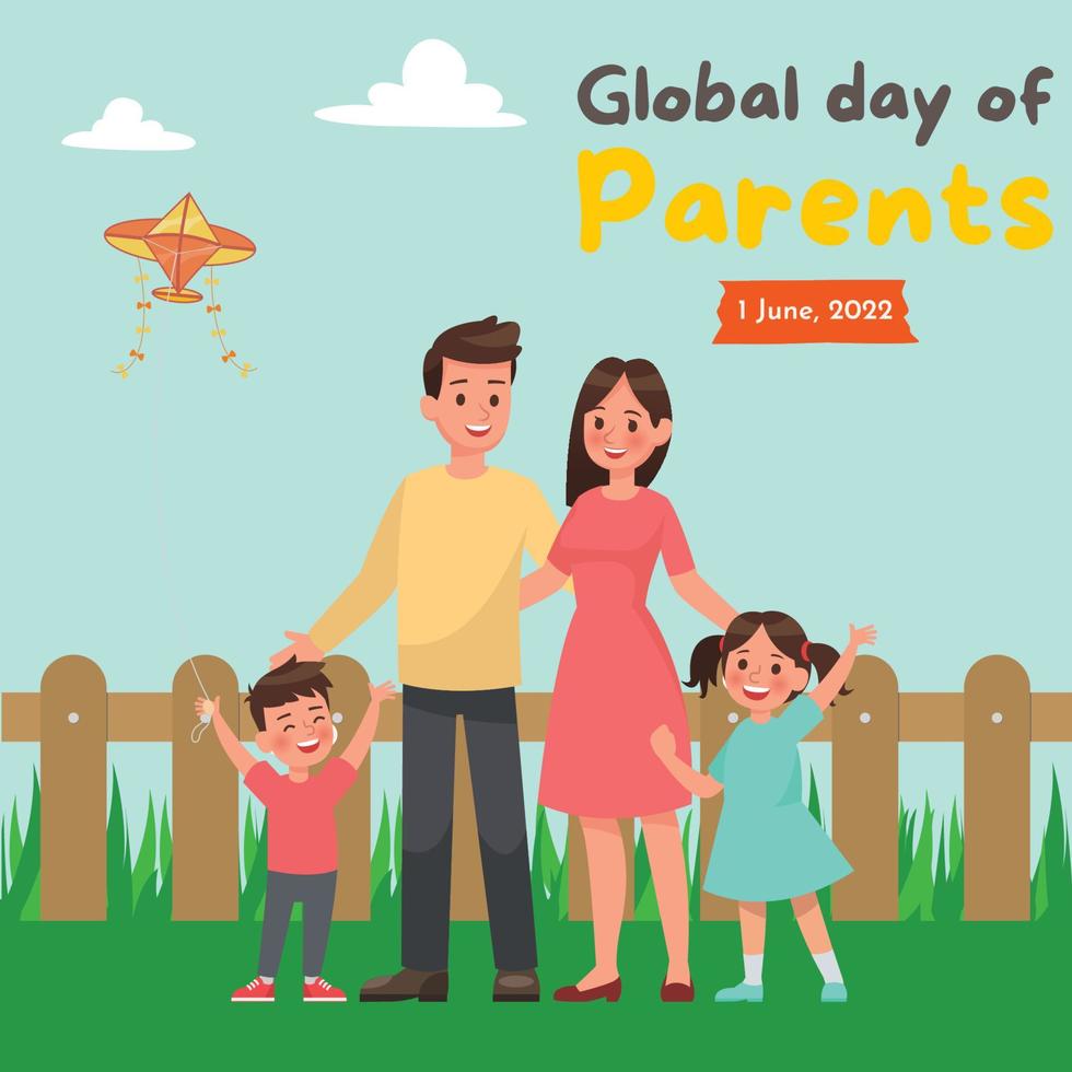 globale giorno di genitori, Marrone e giallo creativo illustrazione nazionale giorno di famiglie evento celebrazione. vettore