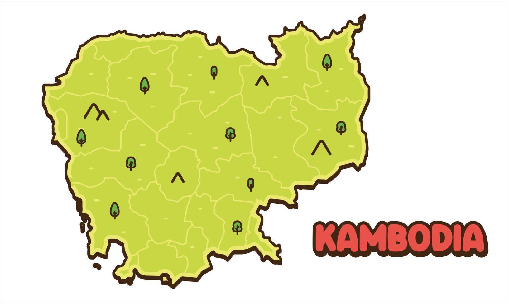 kambodia carta geografica nazione vettore icona cartone animato illustrazione