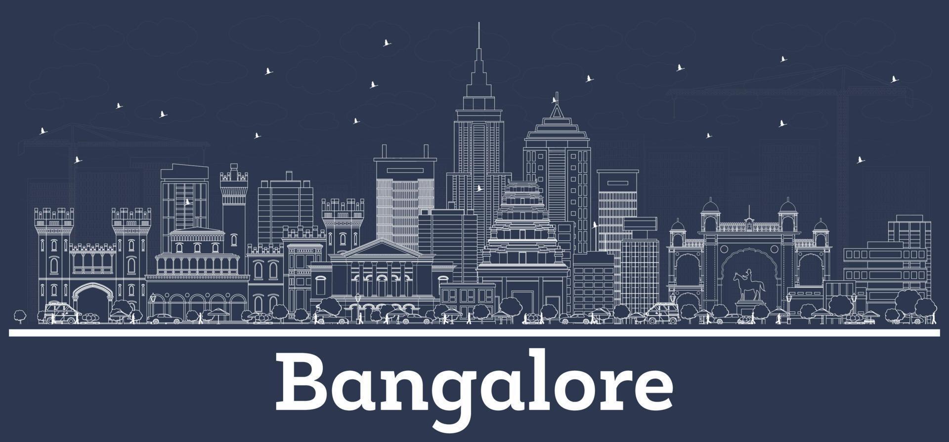 schema bangalore India città orizzonte con bianca edifici. vettore