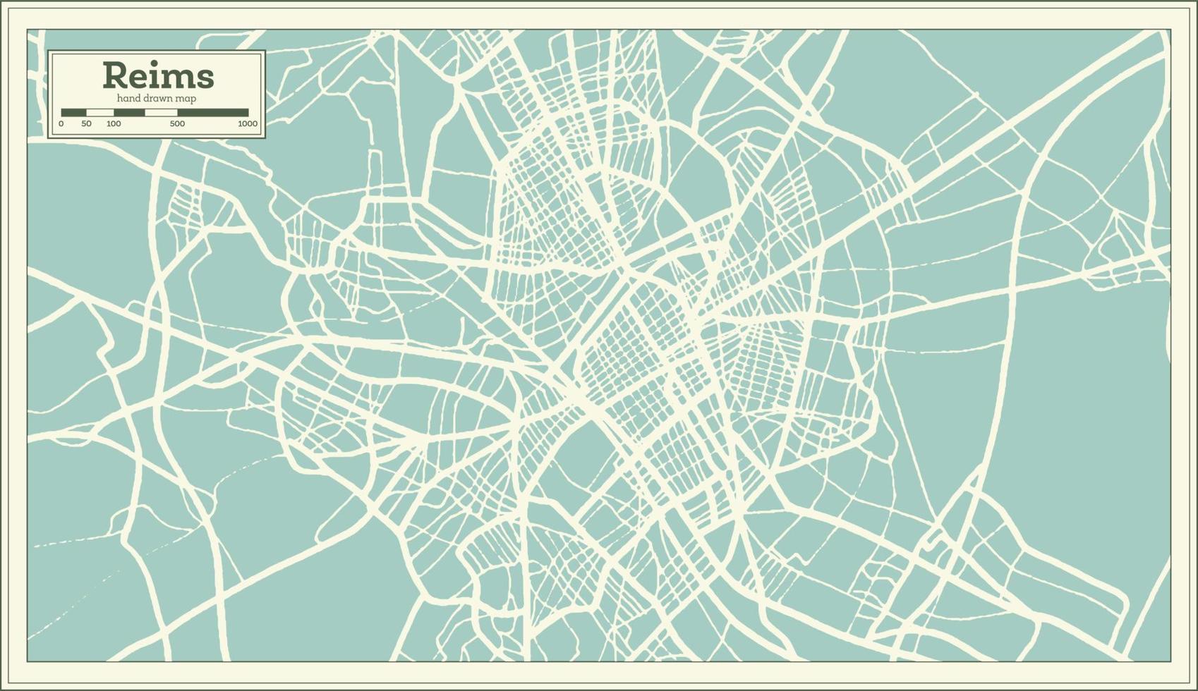 reims Francia città carta geografica nel retrò stile. schema carta geografica. vettore illustrazione.