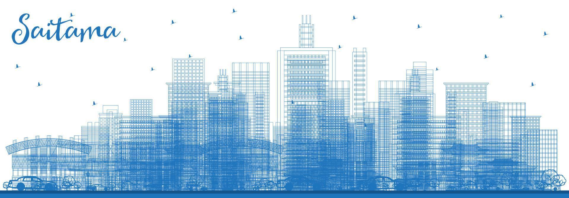 schema saitama Giappone città orizzonte con blu edifici. vettore