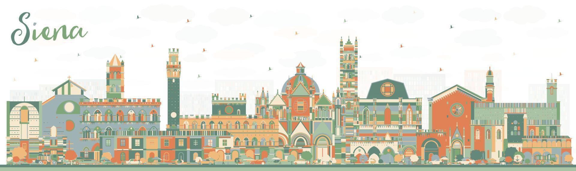 siena Toscana Italia città orizzonte con colore edifici. vettore