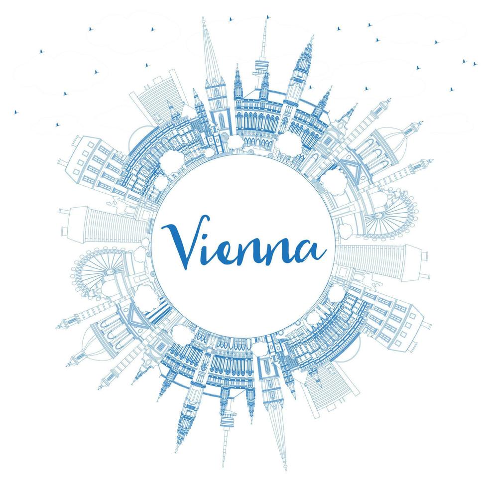 schema vienna Austria città orizzonte con blu edifici e copia spazio. vettore