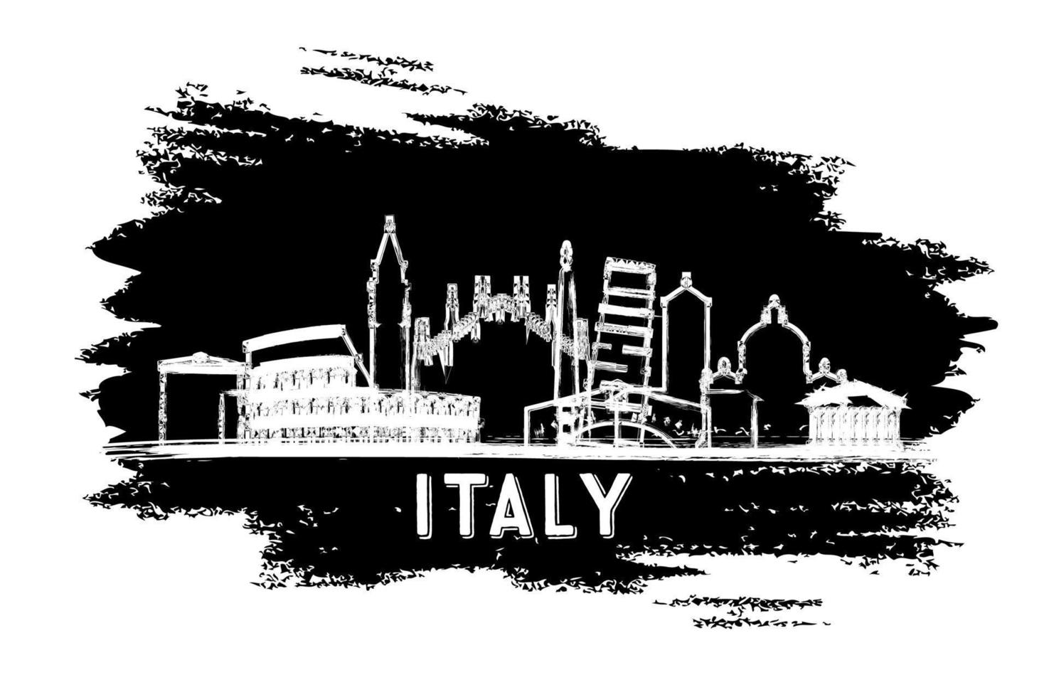 Italia città orizzonte silhouette. mano disegnato schizzo. vettore