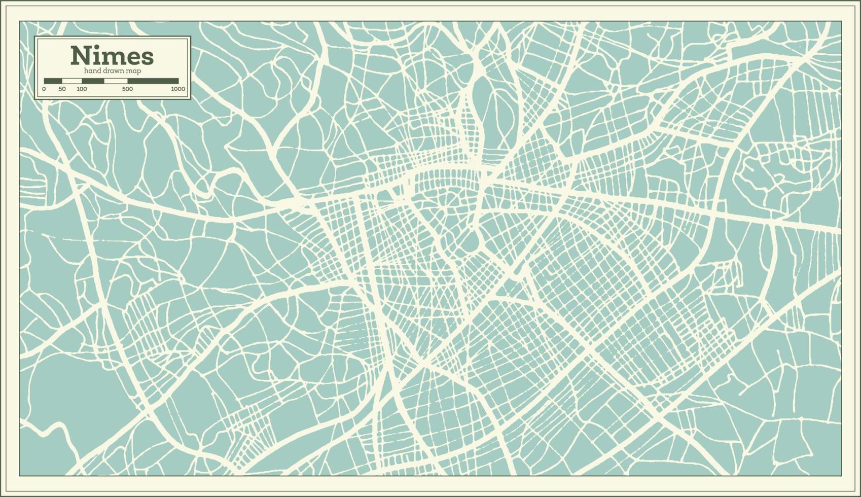 nimes Francia città carta geografica nel retrò stile. schema carta geografica. vettore illustrazione.