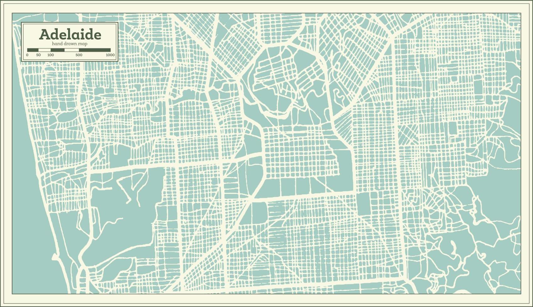 adelaide Australia città carta geografica nel retrò stile. schema carta geografica. vettore