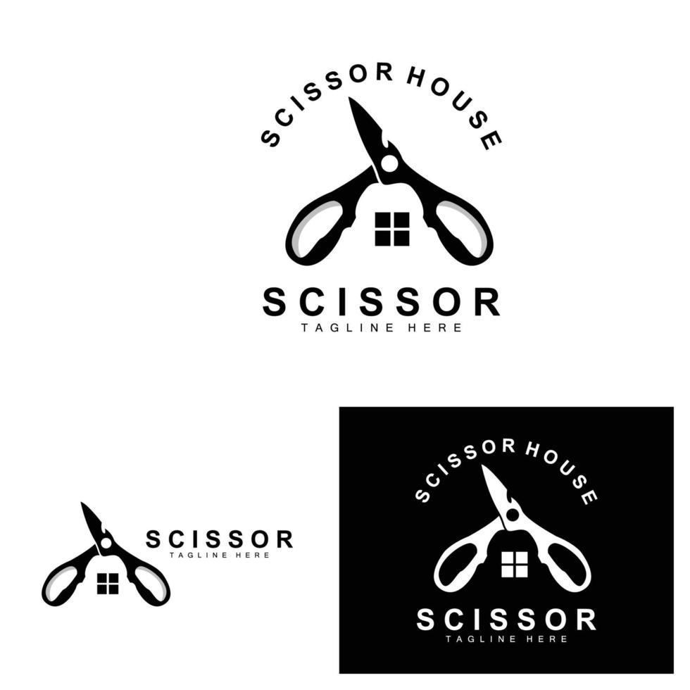 forbici logo disegno, barbiere rasoio vettore, bottega forbici marca illustrazione vettore