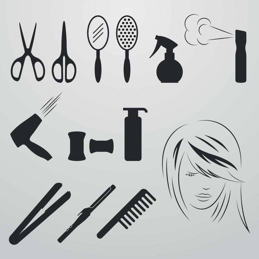 impostato di isolato icone su un' tema barbiere vettore