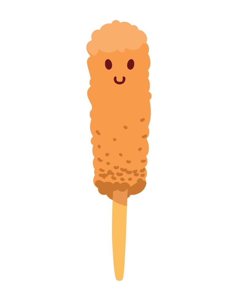 delizioso corndog kawaii vettore