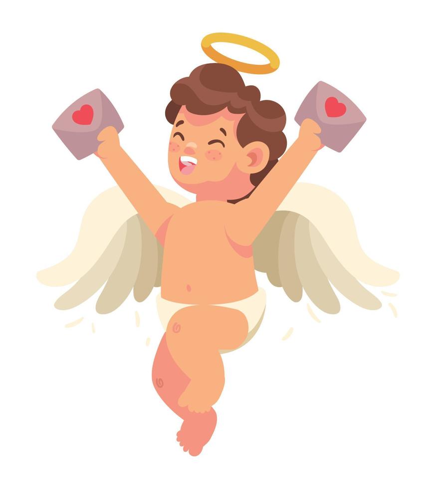 Cupido angelo con amore lettere vettore