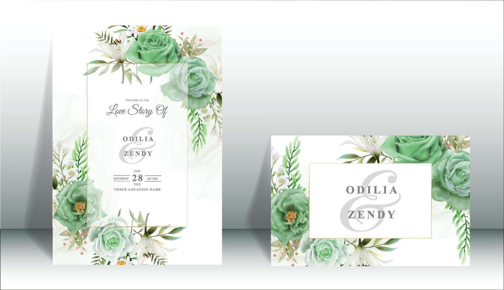 nozze invito carta impostato con un' bellissimo fiori design eps vettore