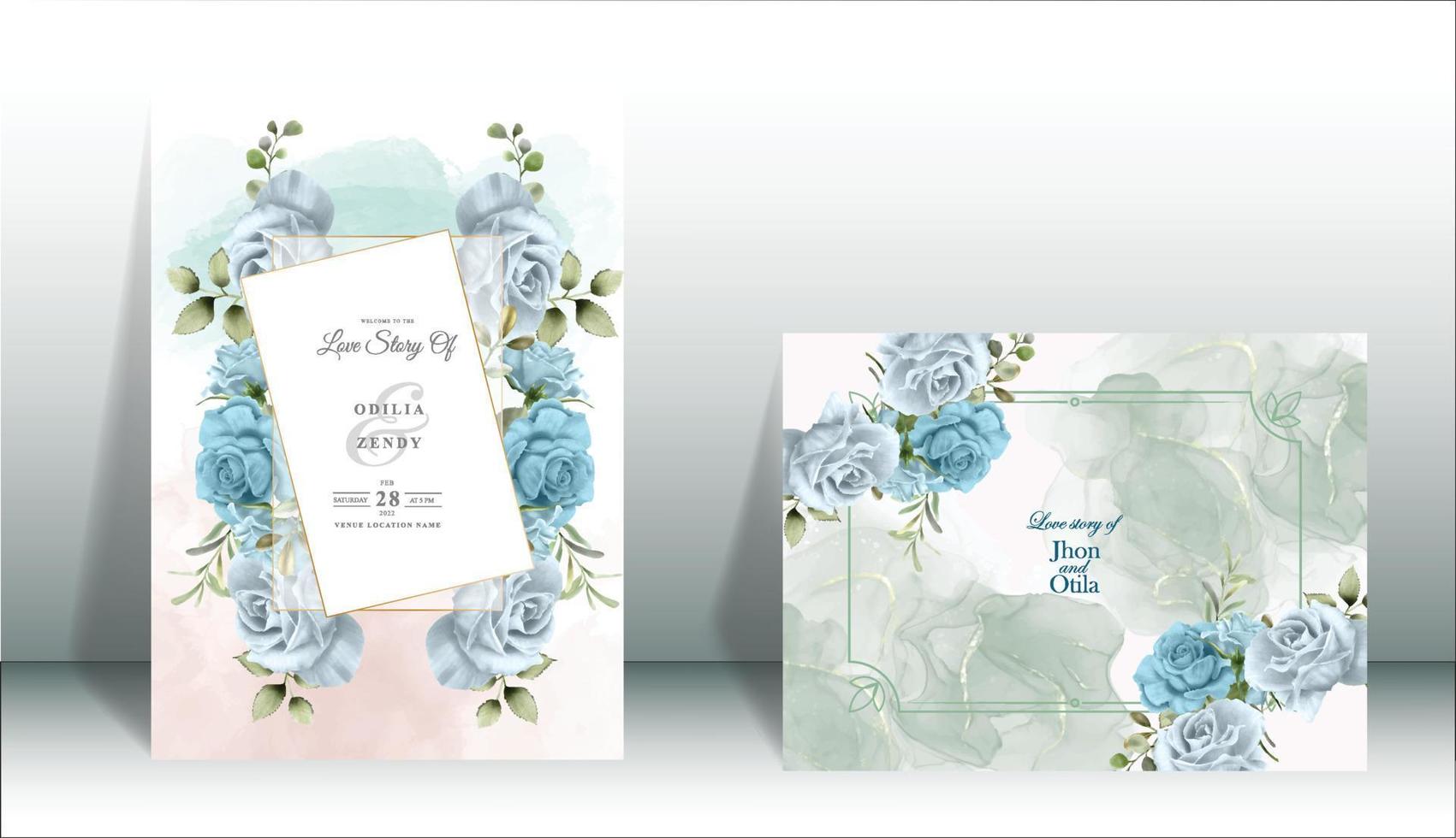 nozze invito carta impostato con un' bellissimo fiori design eps vettore design