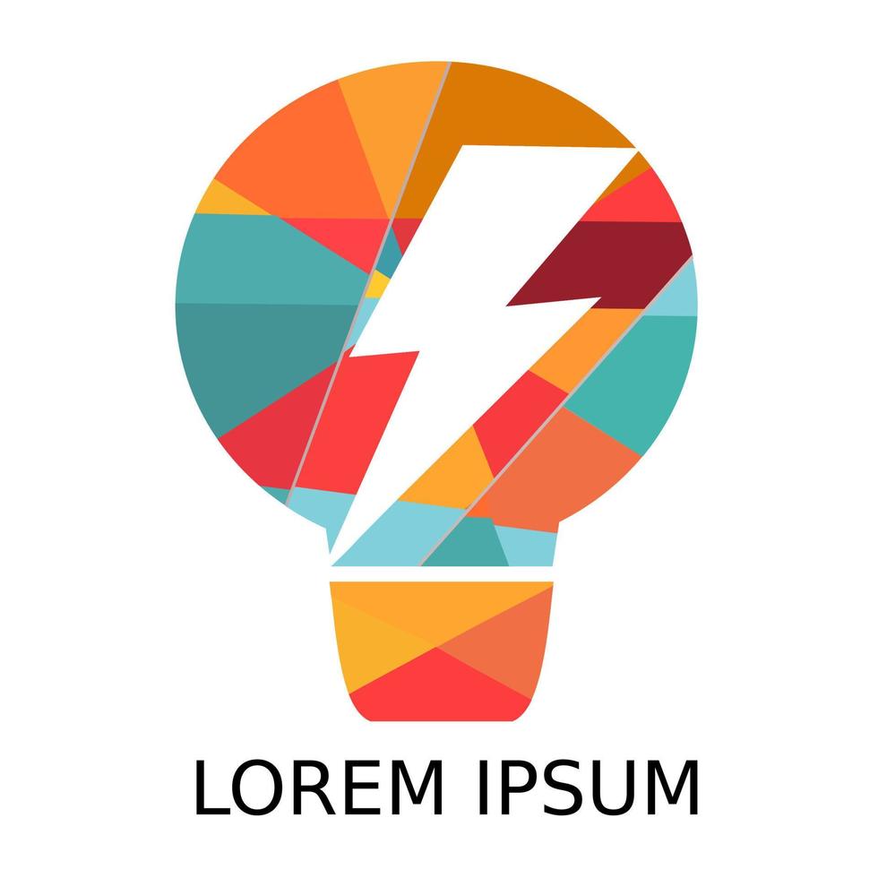 lampadina logo design illustrazione modello. Là siamo lampadina e lorem ipsum vettore