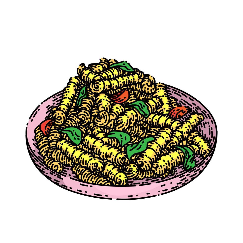 fusilli pasta schizzo mano disegnato vettore