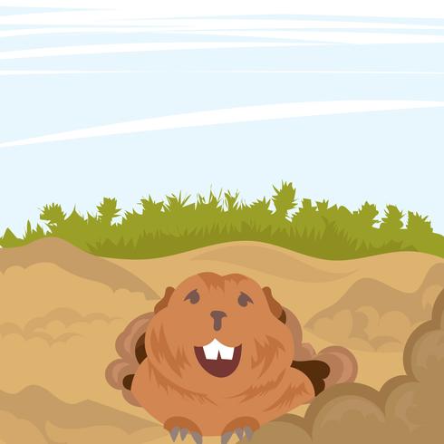 Gopher Out From A Tunnel Vector