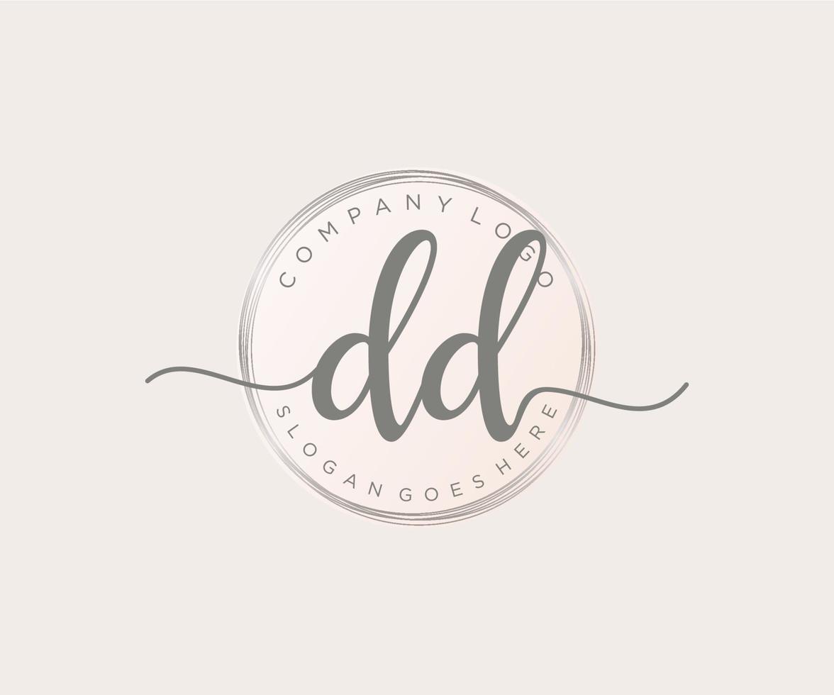 iniziale dd femminile logo. utilizzabile per natura, salone, terme, cosmetico e bellezza loghi. piatto vettore logo design modello elemento.