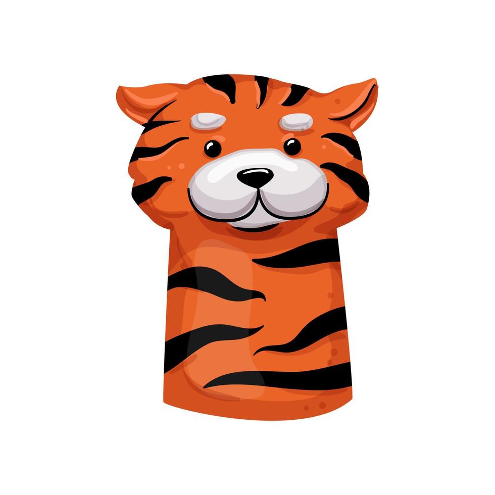 tigre mano fantoccio cartone animato vettore illustrazione
