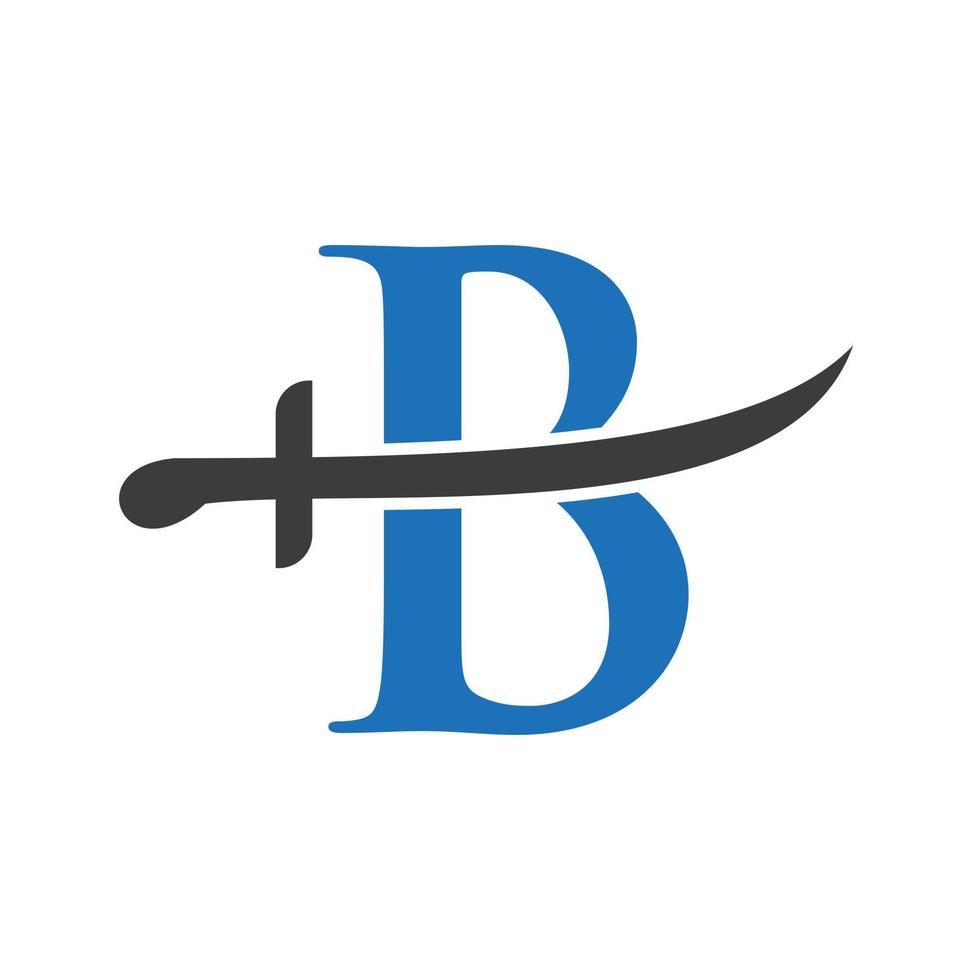 lettera B spade logo vettore modello. spade icona per protezione e vita privata simbolo