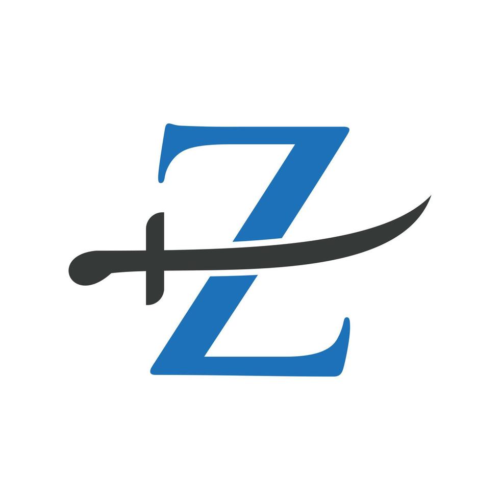 lettera z spade logo vettore modello. spade icona per protezione e vita privata simbolo