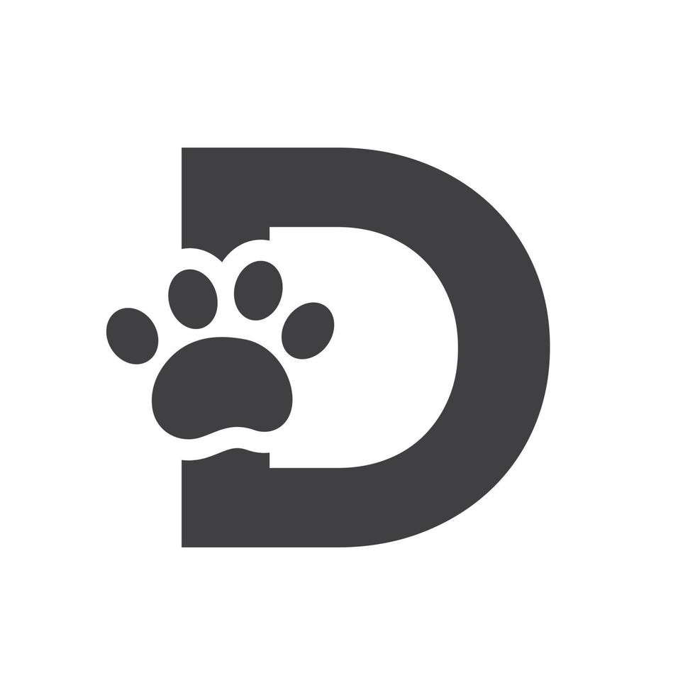 lettera d animale domestico cura logo, cane logo design vettore cartello e simbolo modello