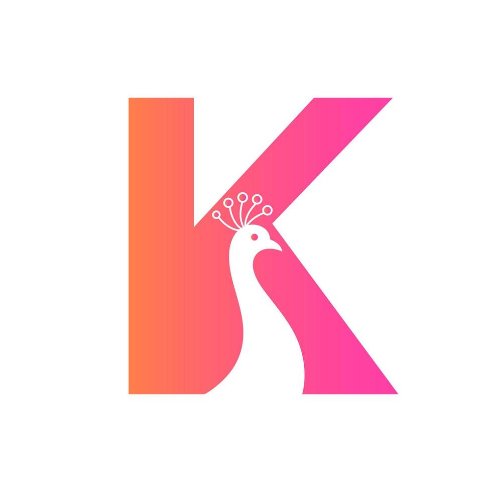 lettera K bellissimo pavone logo modello vettore modello colorato logotipo